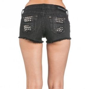 Affliction Studded Black Jean Shorts